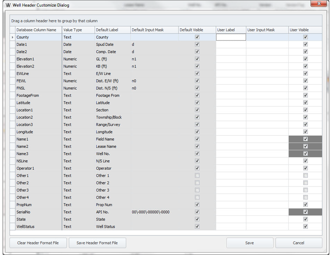 PetroCode Customizable Header Fields